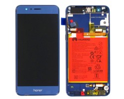 Kijelző érintőpanel LCD Huawei Honor 8, kék komplett kerettel (akkumulátor, hangszóró) 02350USM